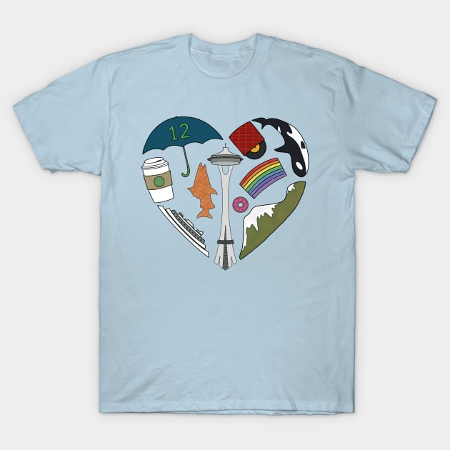 Seattle Love T-Shirt by CupcakeCandice